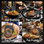 Silicone Pancake Spatula Turner Set of 2, 600°F Heat Resistant Cooking Spatulas - Image 4
