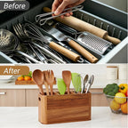 2PC Wooden Kitchen Utensil Holder - Image 6