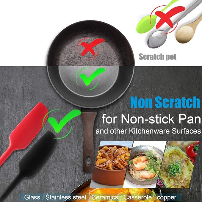 Patelai 2 Pieces Silicone Jar Spatula Long Handle Non-stick Rubber Scraper Heat - Image 4