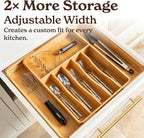 SMIRLY Silverware Drawer Organizer – Bamboo Kitchen Drawer Organizer, - Image 7