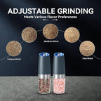 UNNEES Gravity Electric Salt and Pepper Grinder set of 2, Automatic Salt And - Image 3
