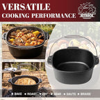 HITROCK Cast Iron Camp Dutch Oven 7QT, Pre-Seasoned Camping Dutch Oven - Image 5
