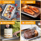Baking Sheet Pan Set of 8, CEKEE Stainless Steel Cookie Sheets - Image 7