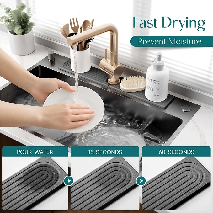Faucet Splash Guard for Kitchen Sink, Kitchen Sink Faucet Mat - Image 3
