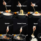Gold Kitchen Utensils Set, Solid and Slotted Spoon, Slotted Tunner, Spaghetti - Image 2