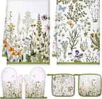 Leinuosen 6 Wild Flower Kitchen Towels Kitchen Decor and Accessories Set Floral by Leinuosen
