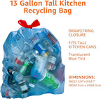 Amazon Basics Blue Recycling Drawstring Trash Bags, Tall Kitchen, 13 Gallon - Image 3