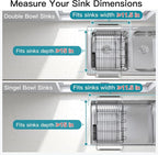 Dish Drying Rack Over the Sink In Stainless Steel Black Expandable Drainer - Image 3
