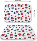 4th of July Dish Drying Mat 18x24 Inch Blue Red Ice Cream Stars Patriotic - Image 2