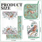 Leinuosen 6 Bird Flower Kitchen Towels Kitchen Decor and Accessories Set Floral - Image 3