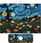 Starry Night Flowers Dish Drying Mat by Unknown