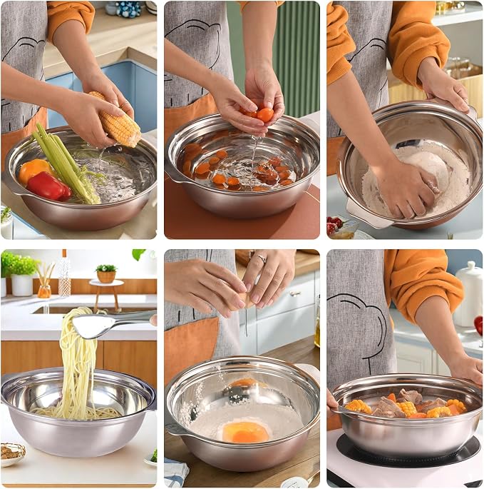 Extra Large 5.5QT Stainless Steel Colander, Large Capacity Rice Colander - Image 5