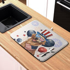 4th of July Patriotic Dog Dish Drying Mat 18 x 24 Inch US Independence Day Blue - Image 6