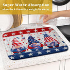 Giwawa 4th of July Gnomes Dish Drying Mat 16x18 inch Patriotic Elf Usa Stars - Image 7
