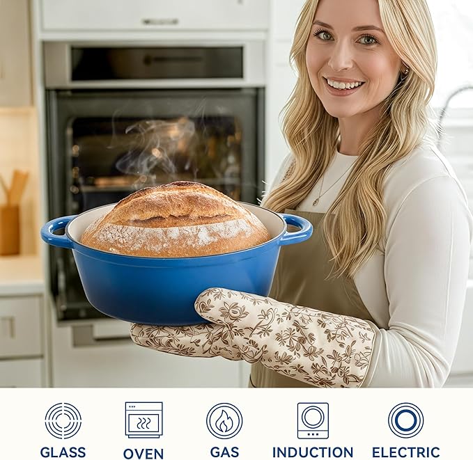 Oval Dutch Oven for Bread Baking, 4.5 Quart Non Stick Enameled Cast Iron Dutch - Image 6