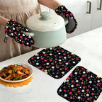 Cherry Oven Mitts and Pot Holders Sets of 4, Heat Resistant Daisy Floral - Image 7
