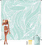 WIWIGO Beach Blanket Waterproof Sandproof Beach Mat 79" X 83"/10'x9'for 2-8 - Image 5