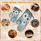 Blue Butterfly Oven Mitts and Pot Holders, Vintage Daisy Wooden Heat Resistant - Image 5
