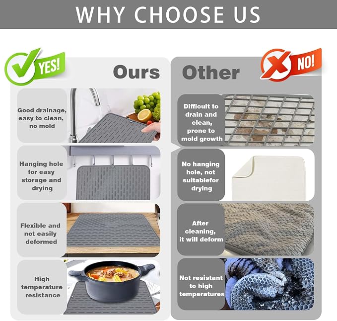 To encounter Silicone Dish Drying Mat -Small 17.5" x 8" - Image 5