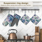 Succulent Botanical Floral Oven Mitts and Pot Holders Sets of 4, Heat Resistant - Image 5