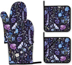 Wildflowers Oven Mitts and Pot Holders, Vintage Garden Herb Flower Heat by Unknown