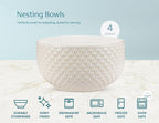 KooK Ceramic Mixing Bowls, Nesting Set of 4, Embossed Kitchen Dishware - Image 6
