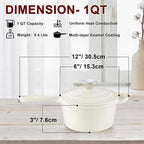 1Qt Enameled Cast Iron Sauce Pan, Leonyo Dutch Oven Pot - Image 2