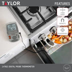 Taylor Programmable Instant-Read Wired Probe Digital Meat Thermometer, - Image 3