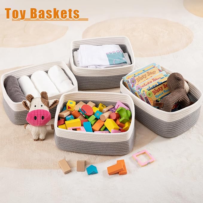OIAHOMY 4 Pack Storage Baskets for Organizing, Small Bins for Shelves, Cute - Image 2