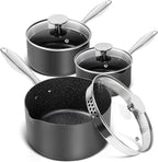 MICHELANGELO Hard Anodized Saucepan Set by Michelangelo