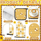 Fourluoo 10 Pcs Bee Themed Kitchen Decor Set Dish Towels Kitchen Rugs Oven - Image 5