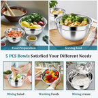 P&P CHEF Mixing Bowls with Visible Airtight Lids Set of 5, 10-Piece Stainless - Image 3