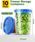 Canfanni 10 Pack-33oz Freezer Storage Containers Set, Plastic Food Storage - Image 2