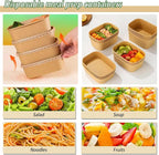 50-Pack 35oz Disposable Kraft Paper Bowls【with Lids and Forks】, Large Meal Prep - Image 3