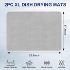 Large Dish Drying Mat 2 Pack, 23.8" x 17.3" Microfiber Ultra Absorbent - Image 2