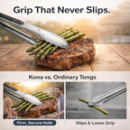 Kona Premium Stainless-Steel Locking Grill Tongs 18 inch, Heavy Duty Tongs - Image 2