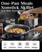 Nonstick Frying Pan Set, 8+10+12 Inch, Honeycomb Stainless Steel Skillet Pans - Image 2
