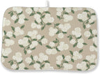 Beige Dish Drying Mat 18x24 Inch Khaki Green Vintage Floral Hydrangea Flower by DAFENA