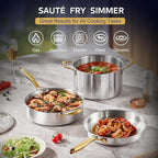 Triple Ply Stainless Steel Pots and Pans Set, EWFEN 12 Piece Induction Cookware - Image 3