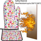 Floral Oven Mitts and Pot Holders Sets Spring Summer Kitchen Mitts Colorful - Image 5