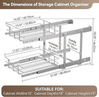 2 Tier Pull Out Cabinet Organizer 15" W X 17" D, Slide Out Drawers - Image 2