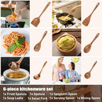 Wooden Spoons - Wooden Spoons for Cooking, Natural Wooden Kitchen Utensils Set - Image 4