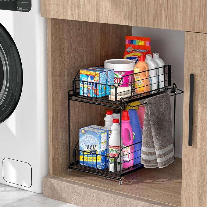 SUEH DESIGN Under Sink Organizer, 2 Tier Bathroom Cabinet Organizer Metal - Image 7