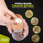 ZOLMER® Wooden Salt and Pepper Grinder Set | Natural Manual Ceramic Mill - Image 3