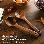 Wooden Spoons for Cooking 7Pcs Natural Acacia Wooden Utensils Set, Wooden Spoon - Image 6