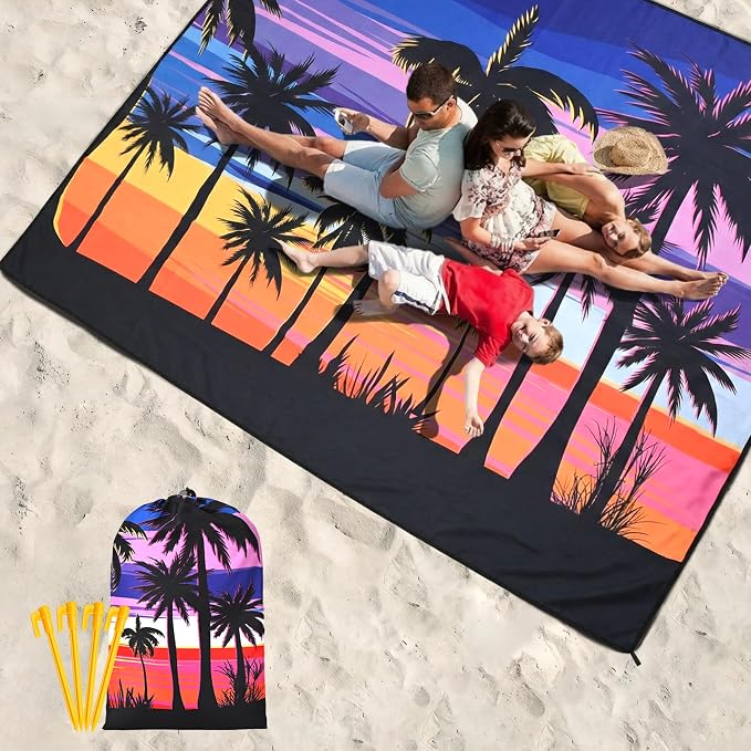 HIHOHO Beach Blanket Waterproof Sandproof Extra Large Beach Mat 79" X - Image 6