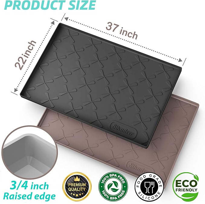 SIKADEER 37" x 22" Under Sink Mat Waterproof, Silicone Mat Kitchen Drawer Shelf - Image 3