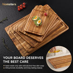 5 Pack Teak Wood Cutting Board Set - Image 8