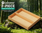 Bamboo Kitchen Drawer Organizer Set of 2, Stackable 15" x 6" Wood Silverware - Image 5