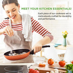 NutriChef Professional 12-Piece Brown Nonstick Cookware - Image 6